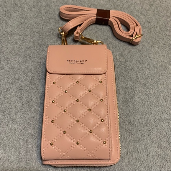Montana West Pink quilted Crossbody Cell Phone bag RFID with full wallet NWT - Picture 4 of 9
